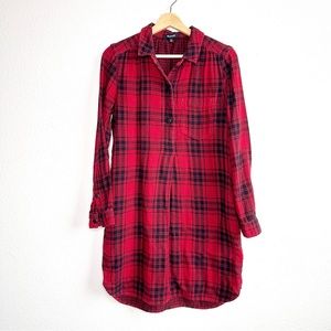 Madewell Lattitude Buffalo Check Shirt Dress Size Medium Red Black Plaid Shift